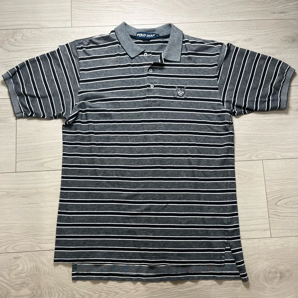 Polo Golf Ralph Lauren polo shirt short sleeve black, white & gray XL preppy